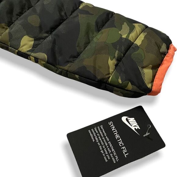 Nike Youth NSW Puffer Jacket Army Camouflage/Orange 76G459-A38 size 2T New - Picture 8 of 11
